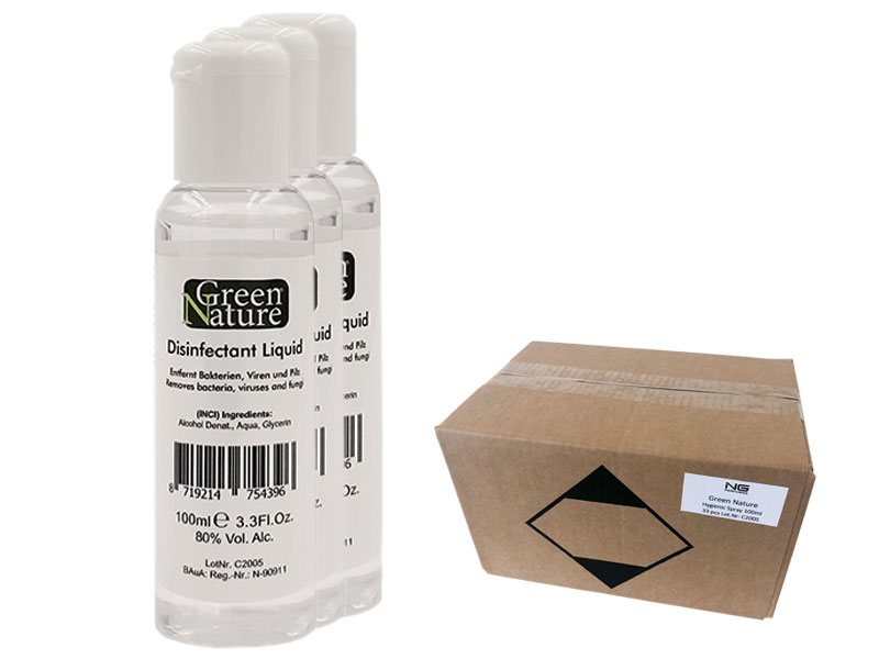 Handdesinfektionsmittel "Green Nature"<br>im Vorteilspack - 33 x 100ml